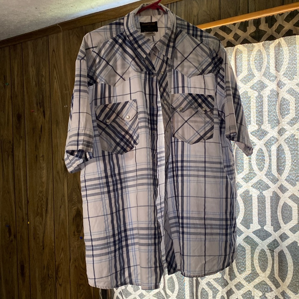 Vintage Rustler by Wrangler Pearl Snap Plaid Button Down‎ Shirt Size XL
